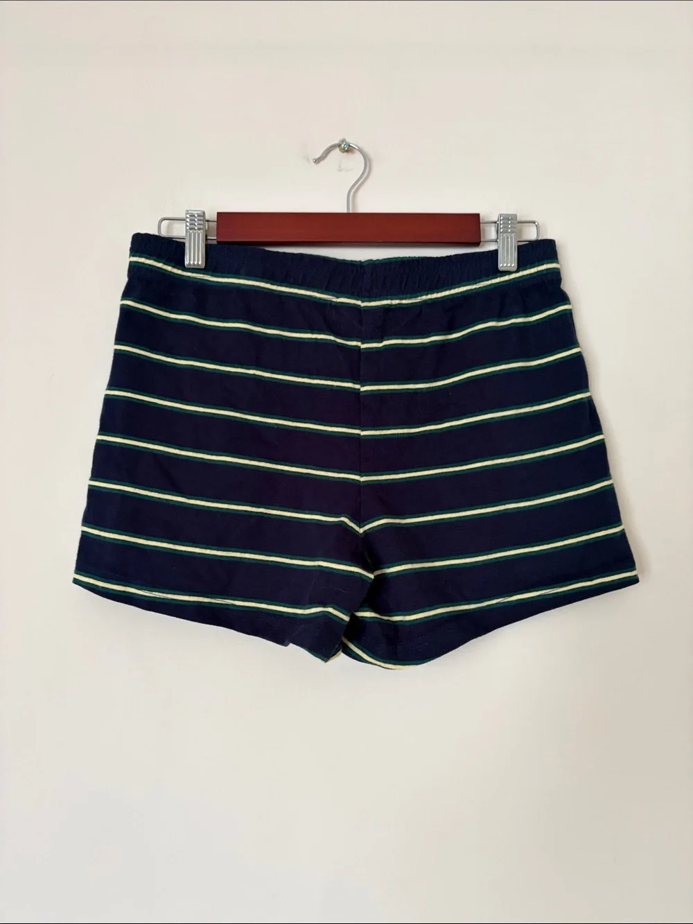 Parke navy blue striped shorts